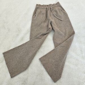 Uniqlo Brown Knit Ribbed Flared Lounge Pants Lesiure Wear Cozy Pants Wide Leg